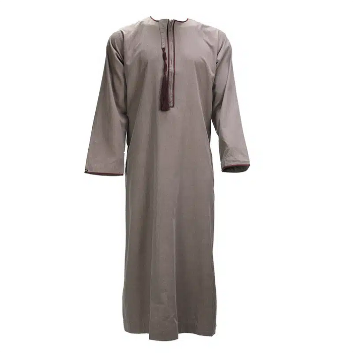 Men's Brown Detailed Tasseled Thobe 1521-17
