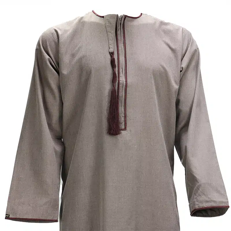 Men's Brown Detailed Tasseled Thobe 1521-17
