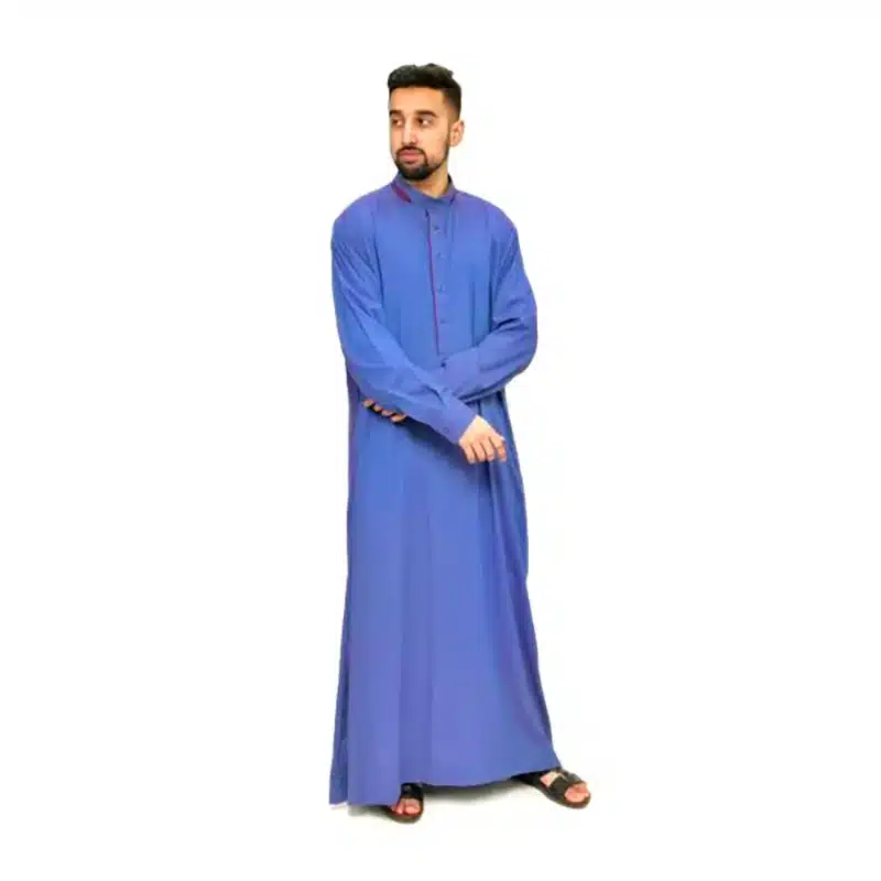 Menâ€™s Collared Textured Navy Thobe 651- 3 image 0