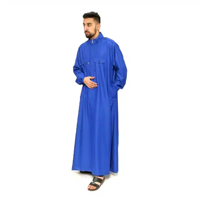 Men's Collared Bright Blue Thobe 729 image 4
