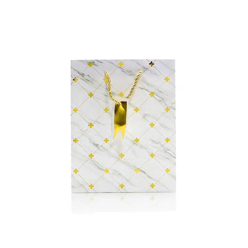 White & Gold Chequered Gift Bag