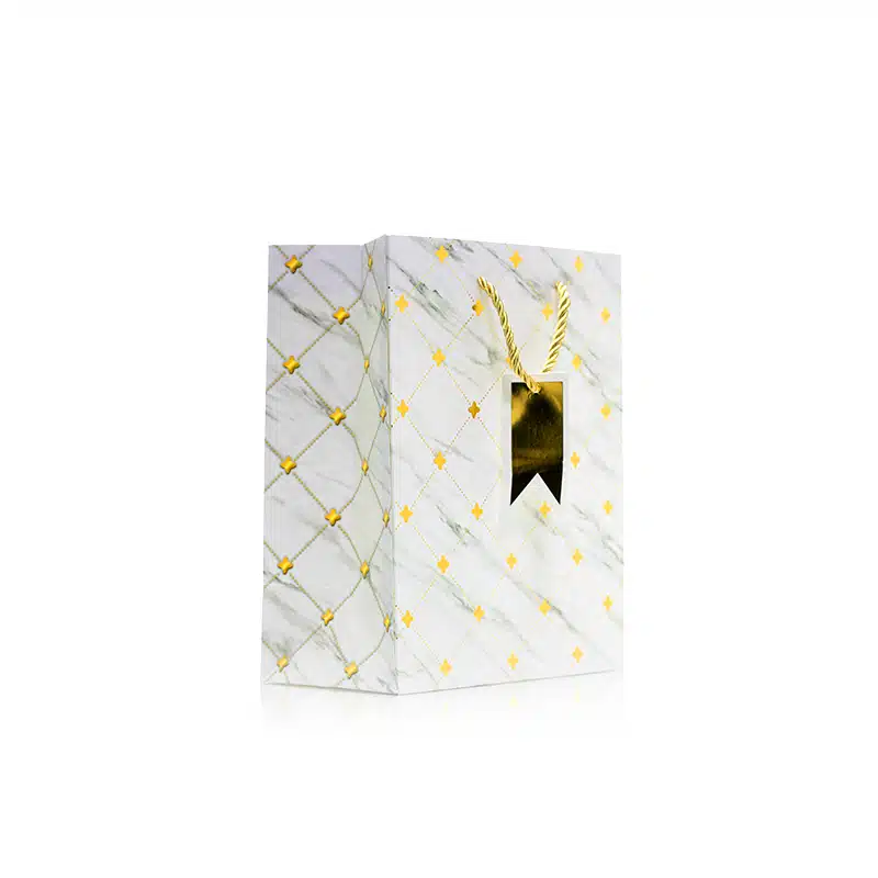 White & Gold Chequered Gift Bag