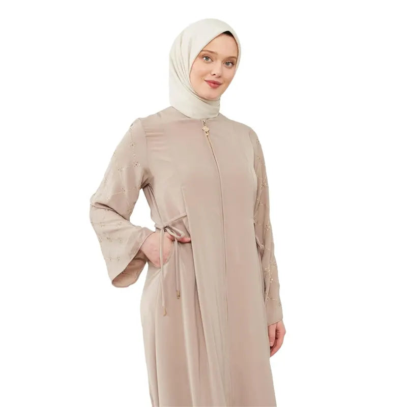 Fatima Zip Beige Abaya