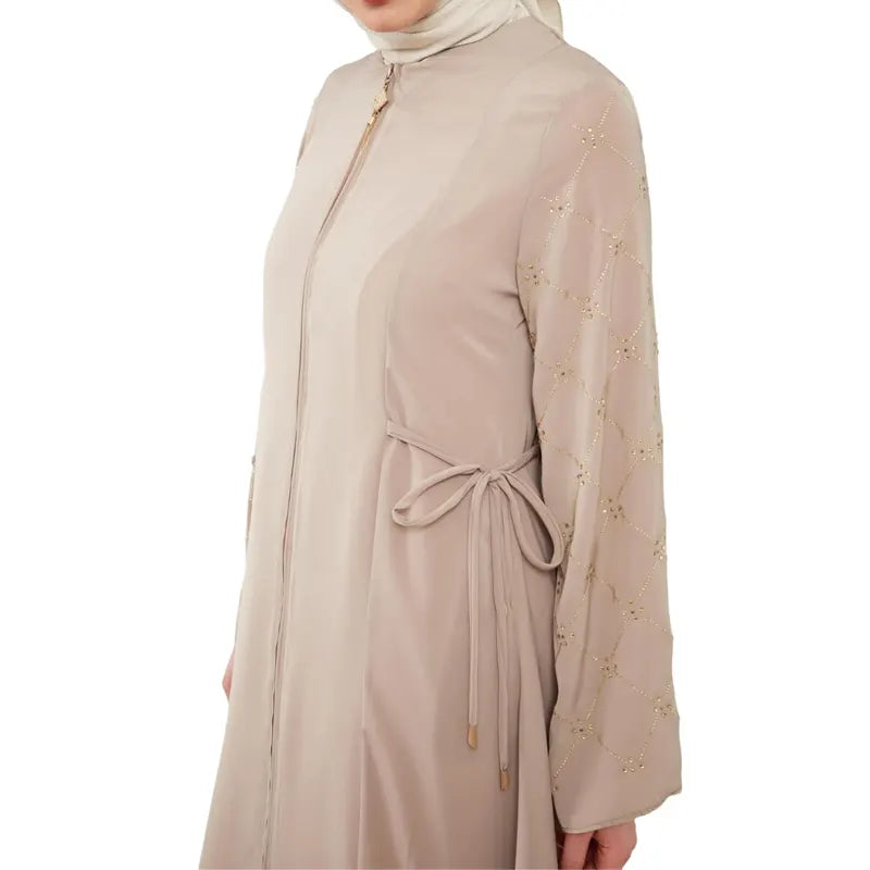 Fatima Zip Beige Abaya