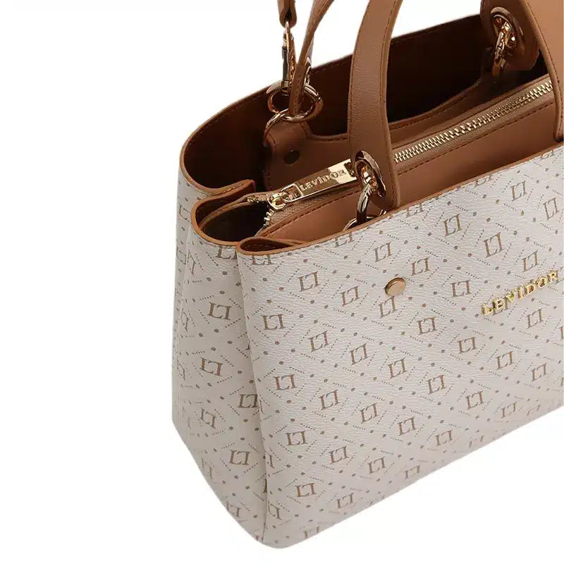 Women's Cream & Tan Shoulder Designer Hand Bag Ref 93007