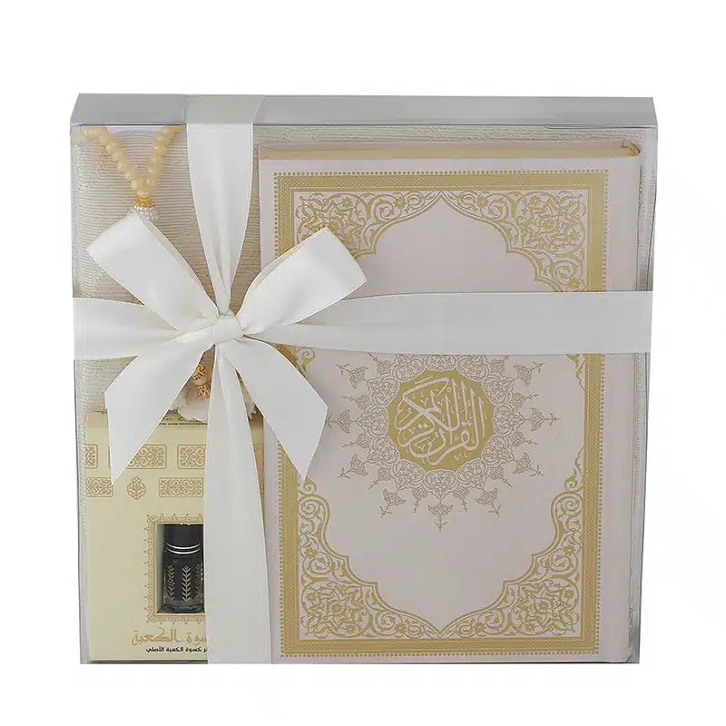 Cream Quran and Attar Gift Set
