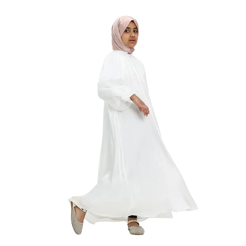 Girls Cream Organza Abaya 2025