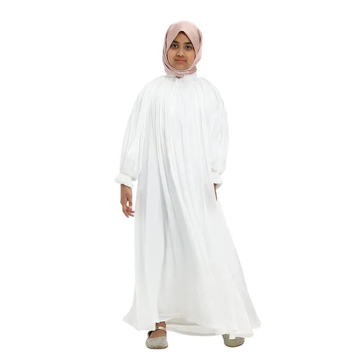 Girls Cream Organza Abaya 2025