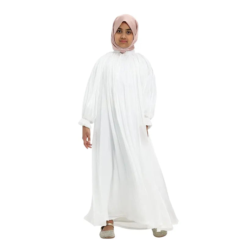 Girls Cream Organza Abaya 2025