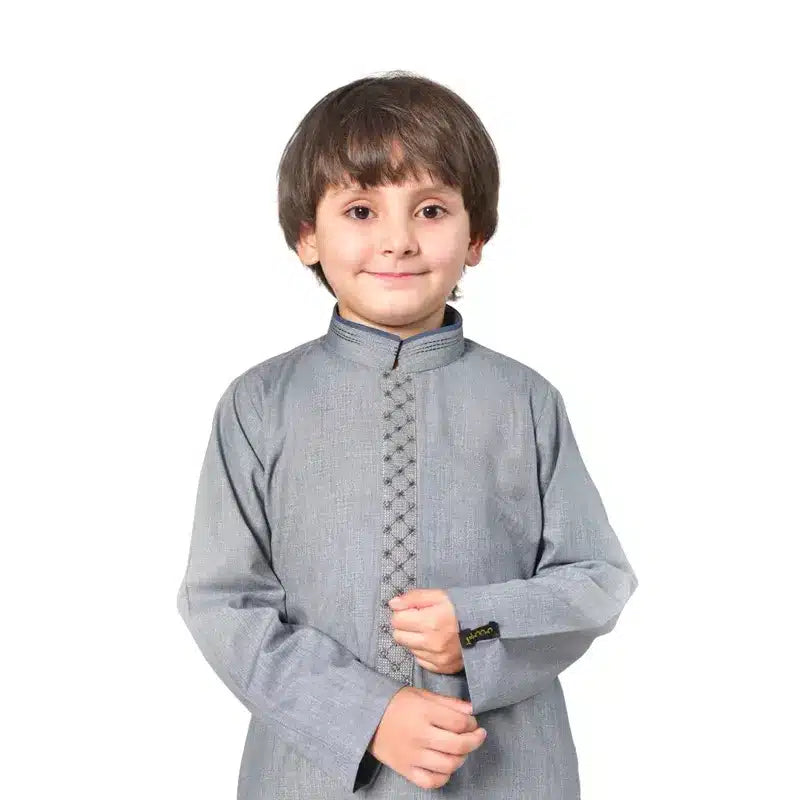 Kids Collared Grey Thobe  959 02 image 1