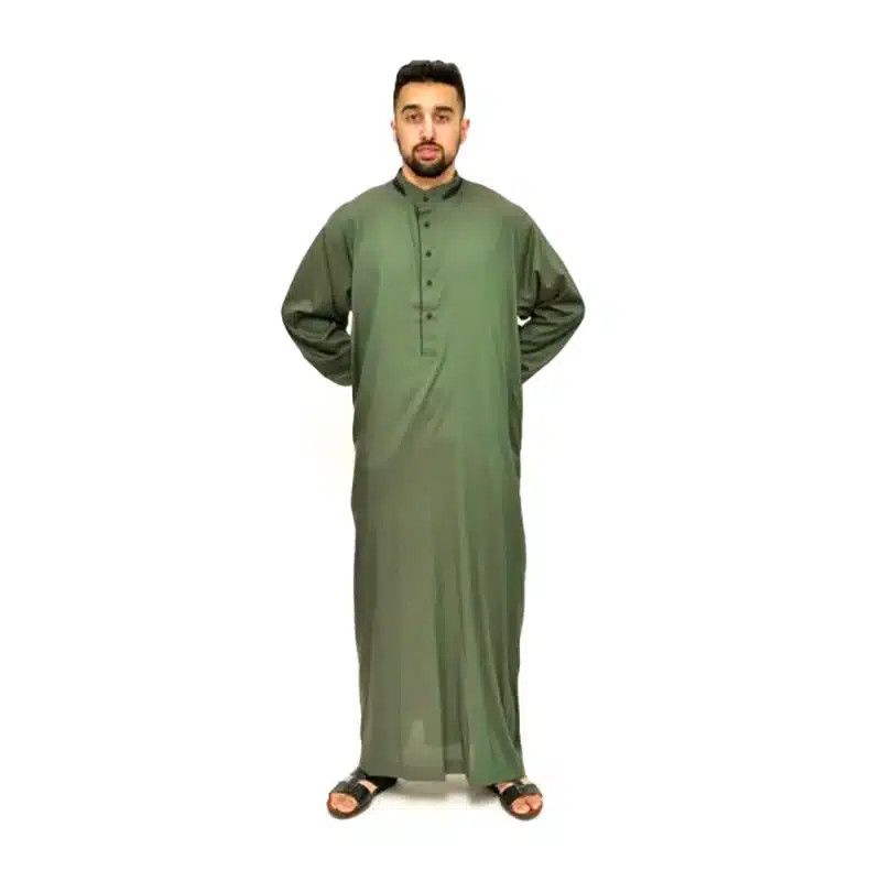 Men's Collared Textured Pistachio Thobe 651- 4 image 4