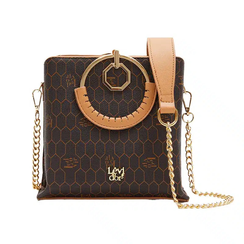 Women's Dark Brown Patterned Luxury Hand Bag