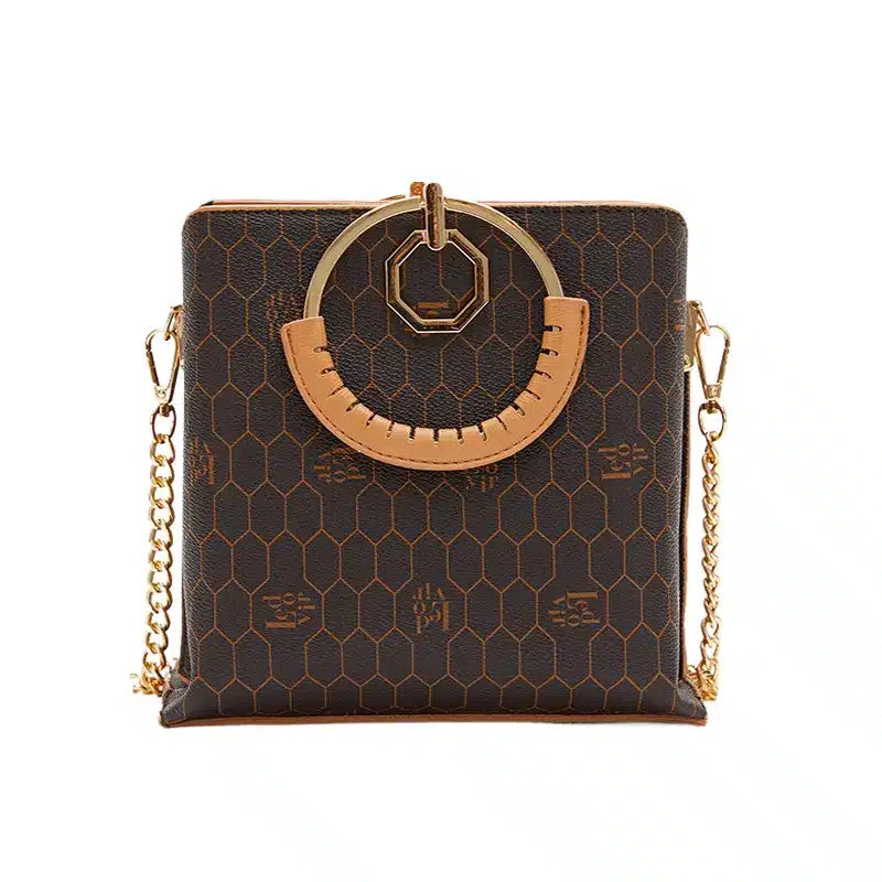 Women's Dark Brown Patterned Luxury Hand Bag