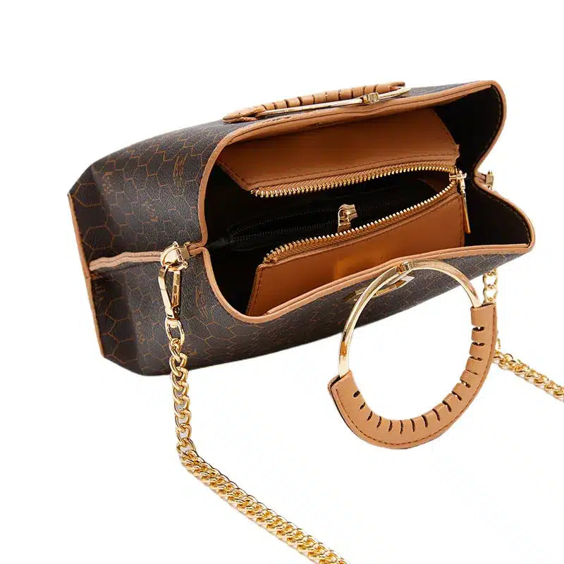 Women's Dark Brown Patterned Luxury Hand Bag