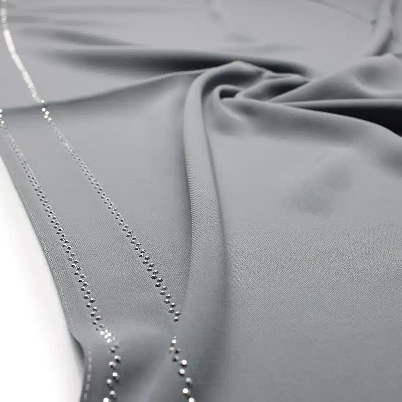 Beaded Medina Smoke Grey Chiffon Hijab