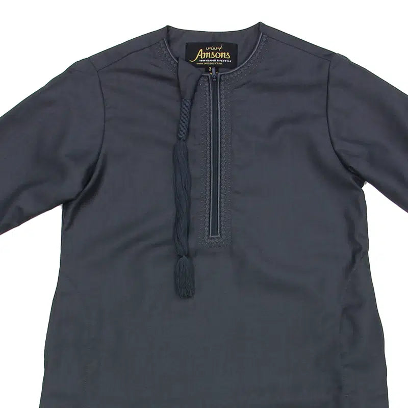 Charcoal Omani Tassel Thobe KSB 105 Col 3