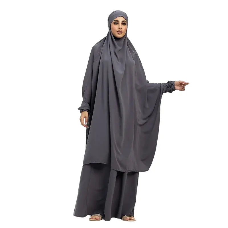Two Piece Jilbab Dark Grey