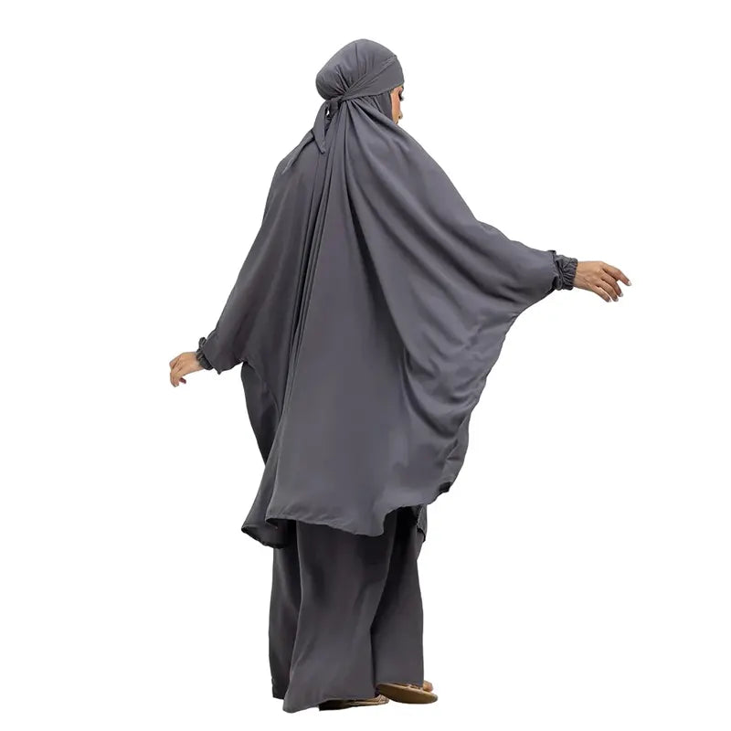 Two Piece Jilbab Dark Grey