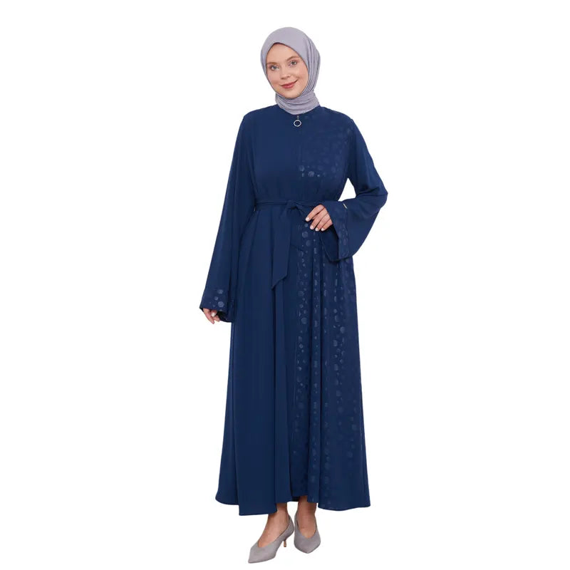 Zipped Dotted Navy Abaya