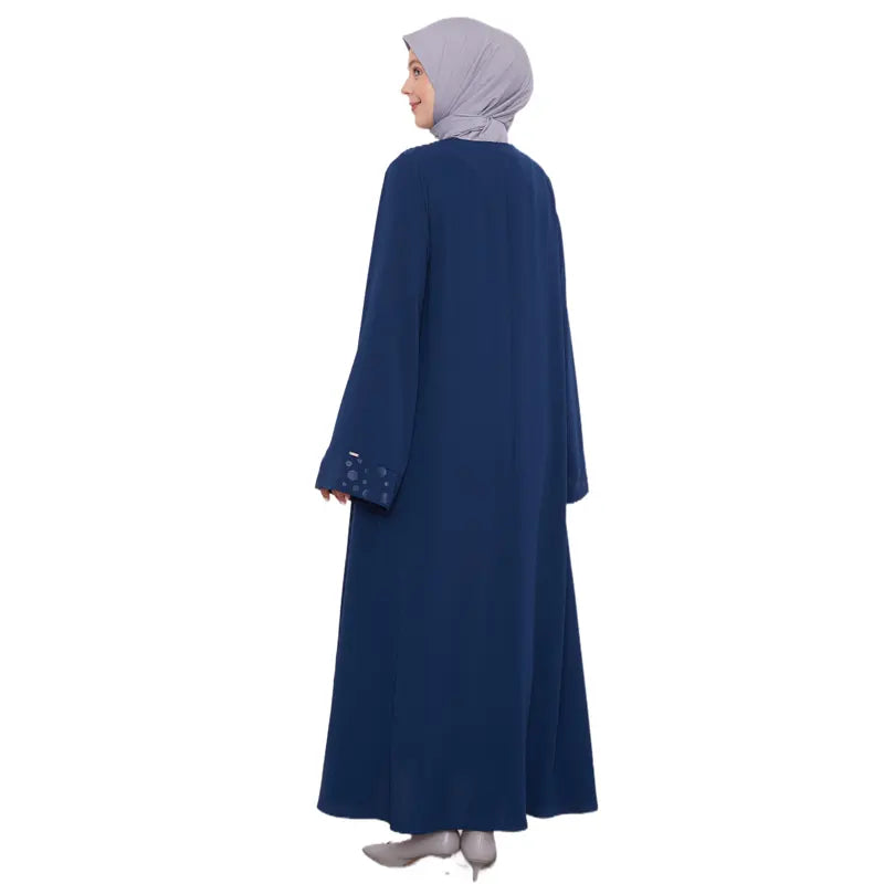 Zipped Dotted Navy Abaya