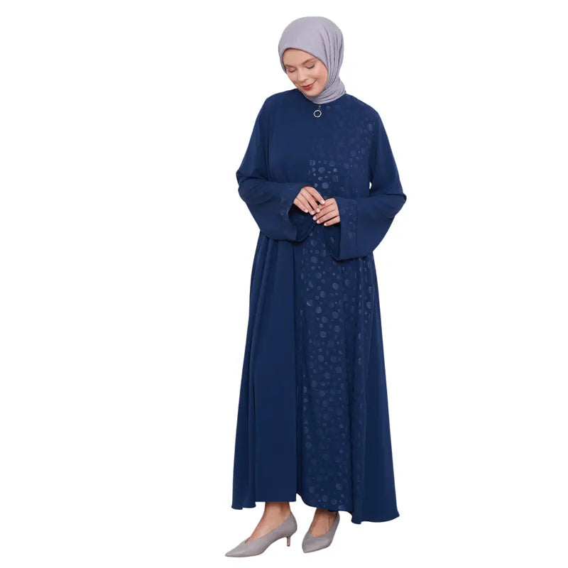 Zipped Dotted Navy Abaya