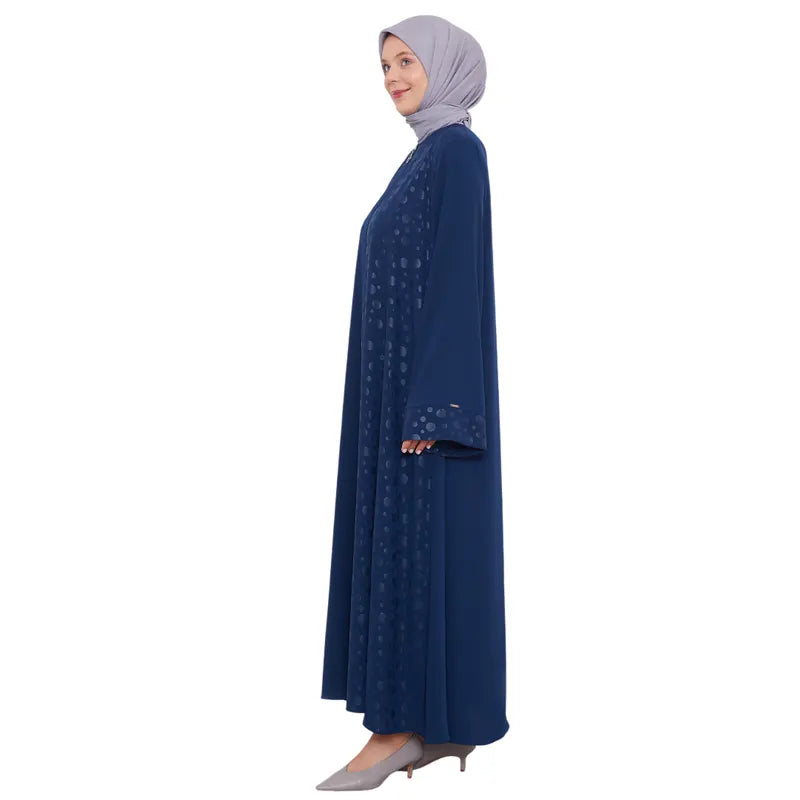 Zipped Dotted Navy Abaya