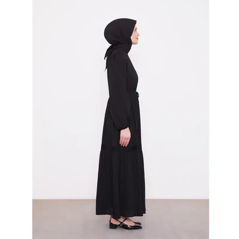 Black Belted Drawstring Abaya