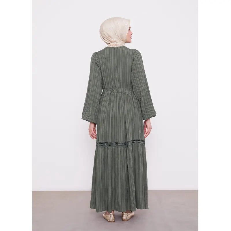 Green Belted Drawstring Abaya