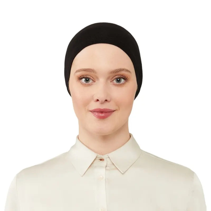 Women's Elasticated Black Under Scarf Hijab Cap