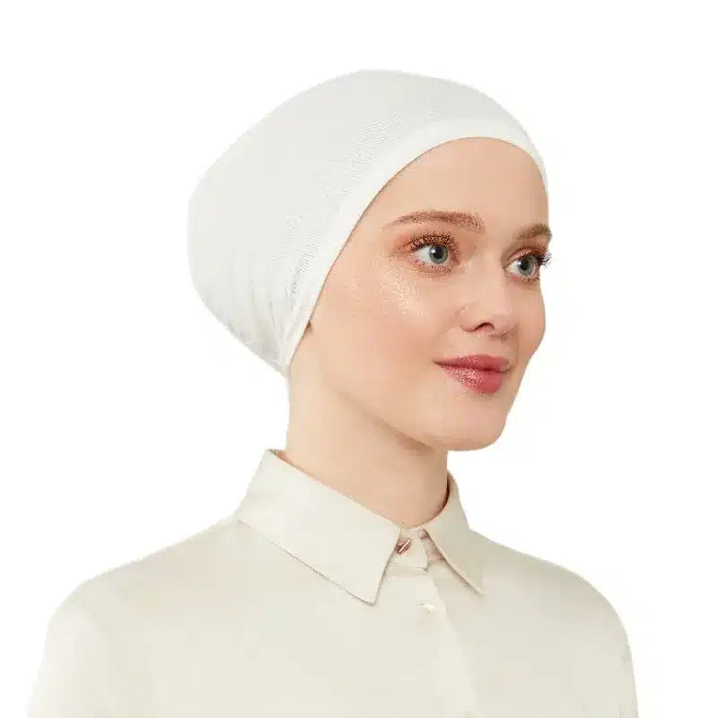 Women's Elasticated Cream Under Scarf Hijab Cap