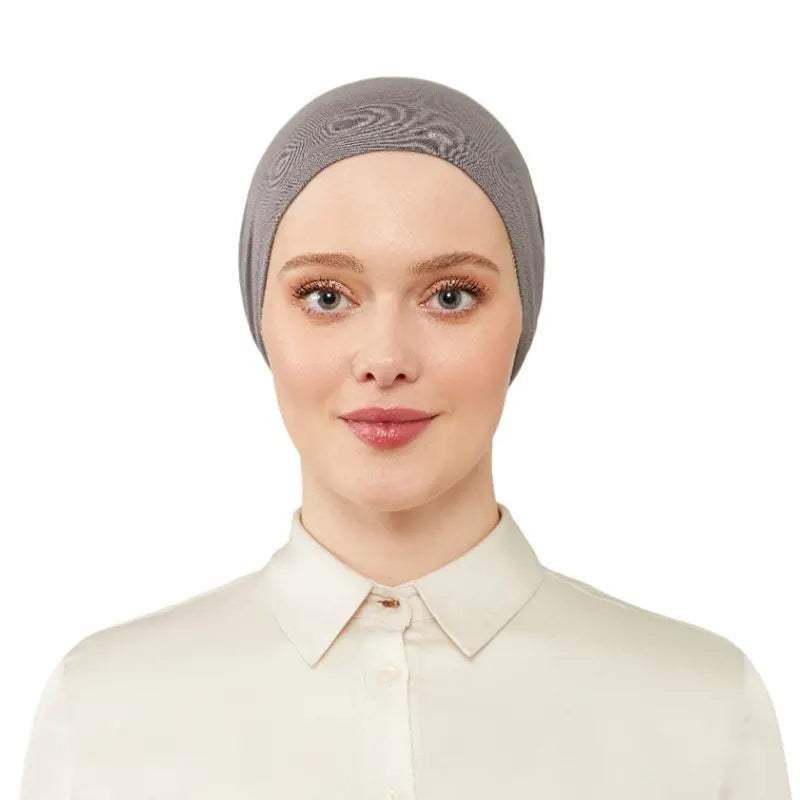 Women's Elasticated Grey Under Scarf Hijab Cap
