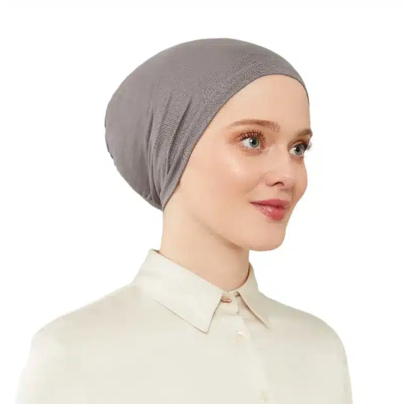 Women's Elasticated Grey Under Scarf Hijab Cap