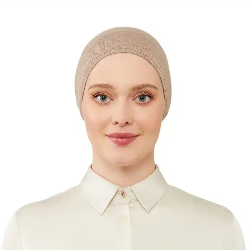 Women's Elasticated Faded Brown Under Scarf Hijab Cap