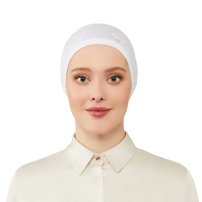 Women's Elasticated White Under Scarf Hijab Cap