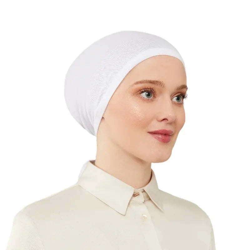 Women's Elasticated White Under Scarf Hijab Cap