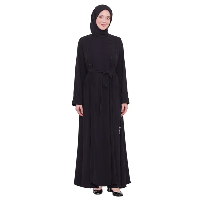 Black Embellished Diamond Abaya