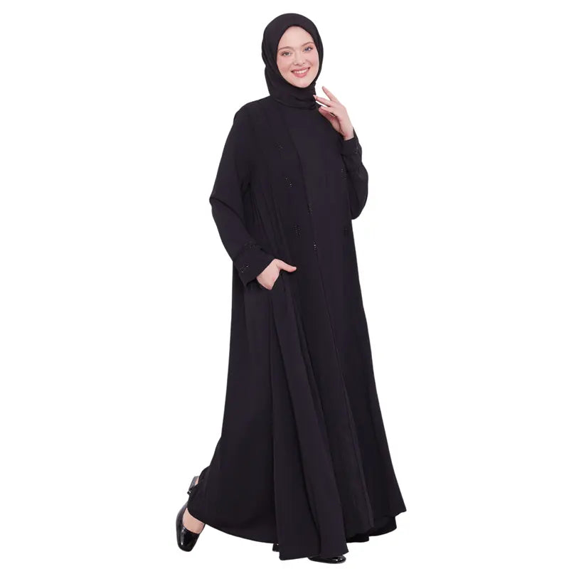 Black Embellished Diamond Abaya