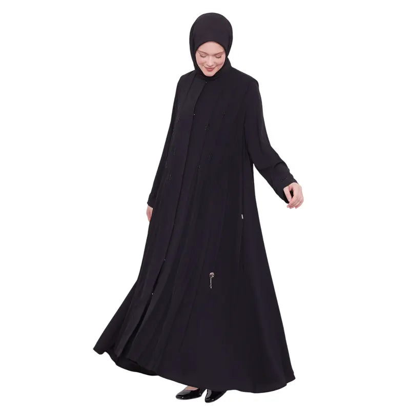 Black Embellished Diamond Abaya