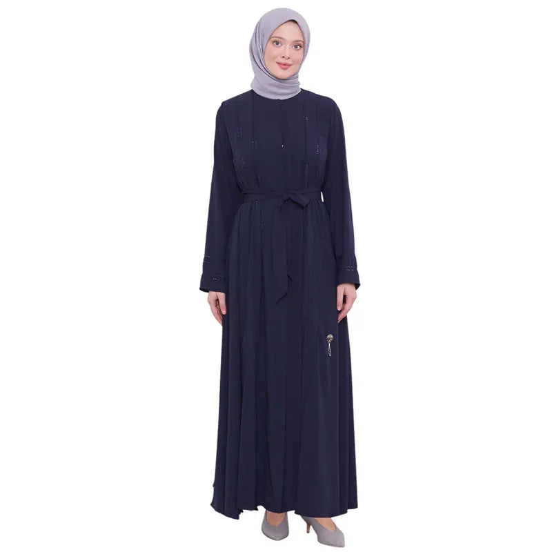 Navy Embellished Diamond Abaya