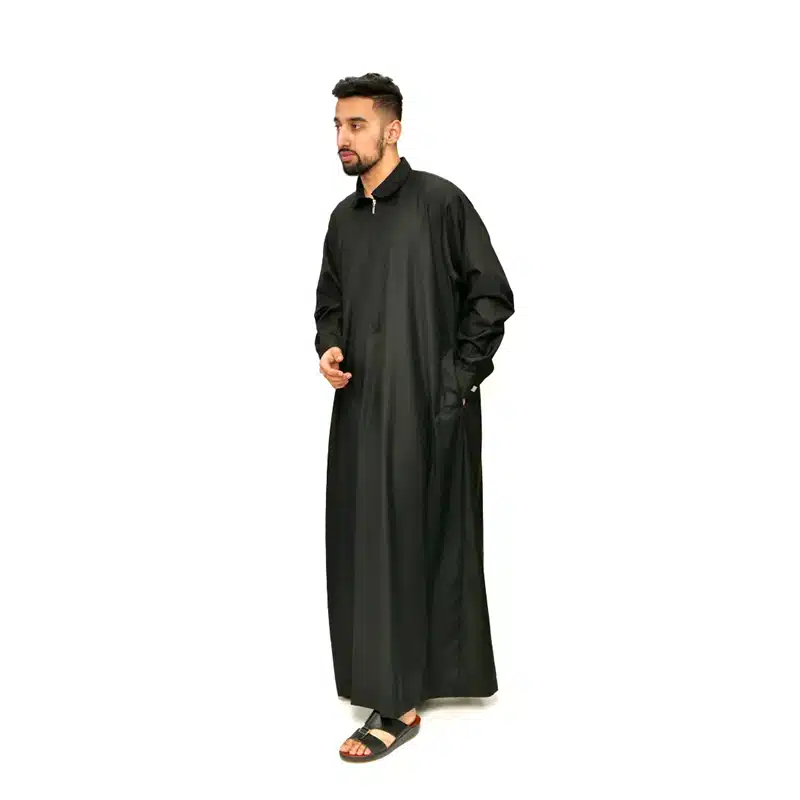 Men's Styled Collared Black Thobe 671- 4 image 0