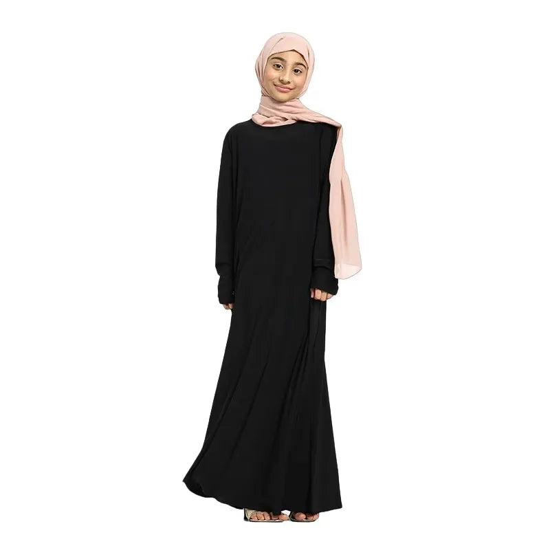 Girls Black Jersey Abaya