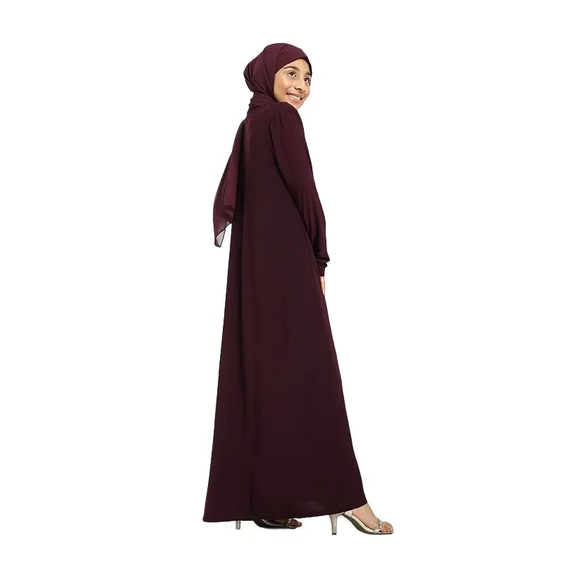 Girls Plum Jersey Abaya