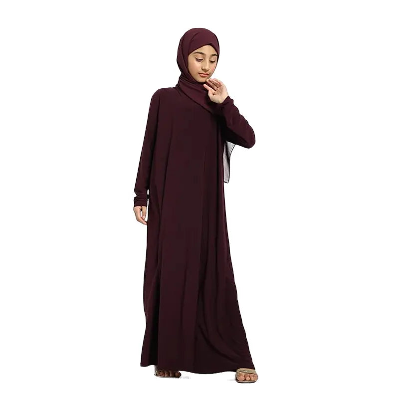 Girls Plum Jersey Abaya