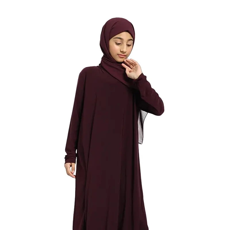 Girls Plum Jersey Abaya