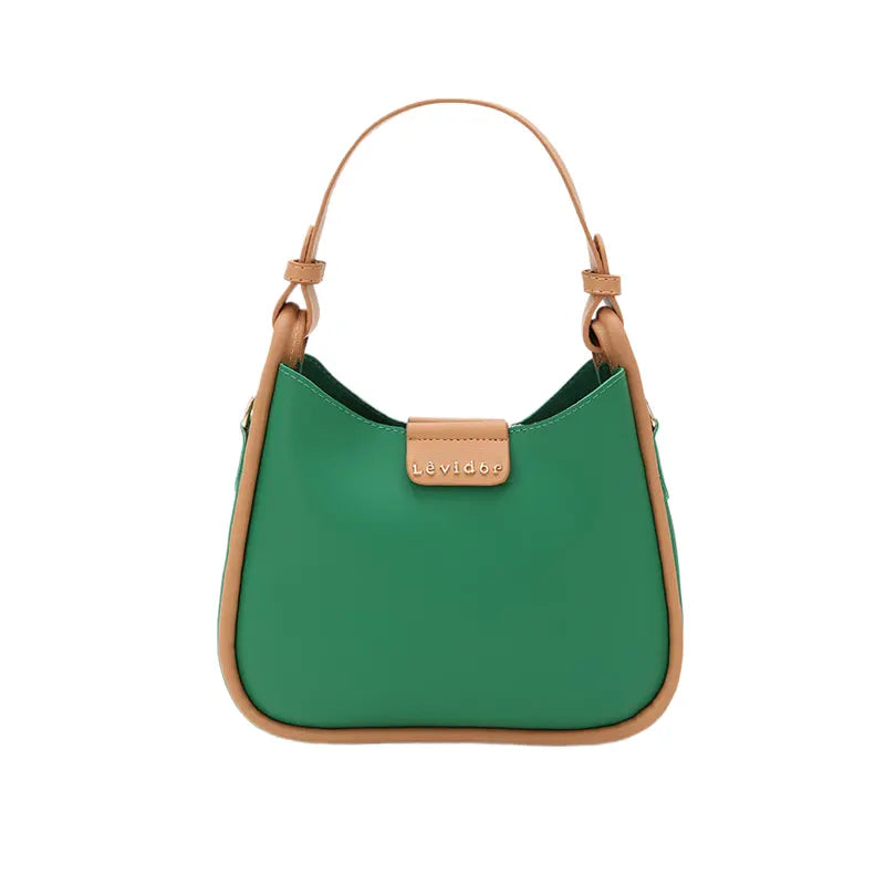 Opulent Two Tone Leather Hand Bag Green