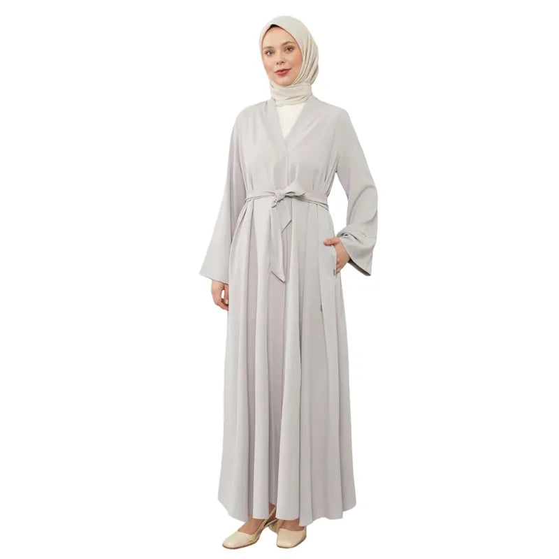 Aiyla Belted Grey Abaya