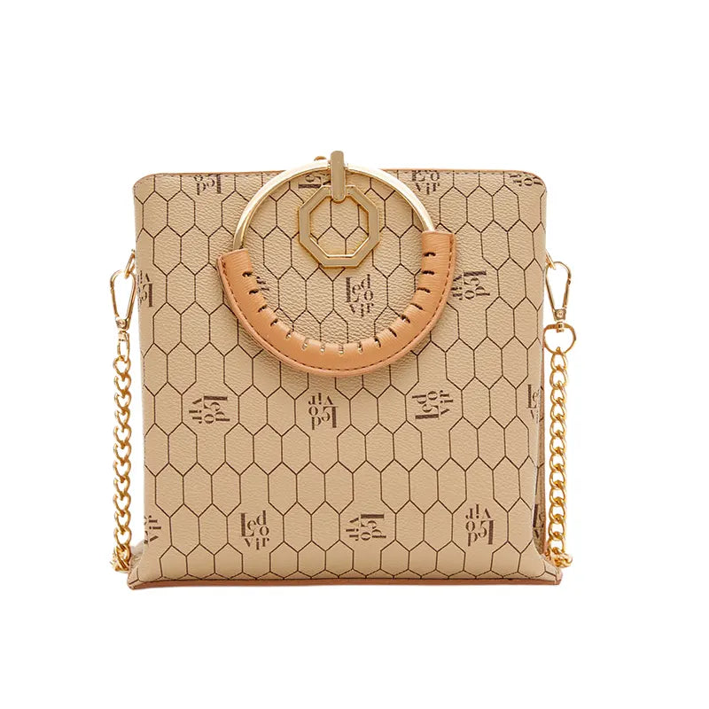 Women's Beige Patterned Luxury Hand Bag