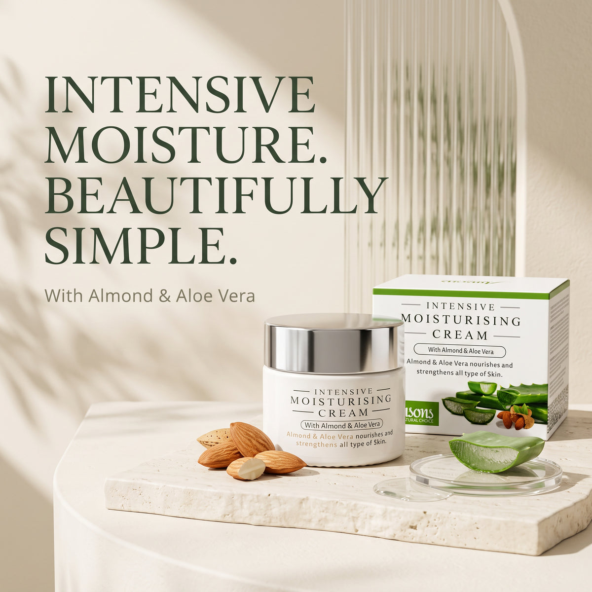 Intensive Moisturising Cream with Almond and Aloe Vera 50g
