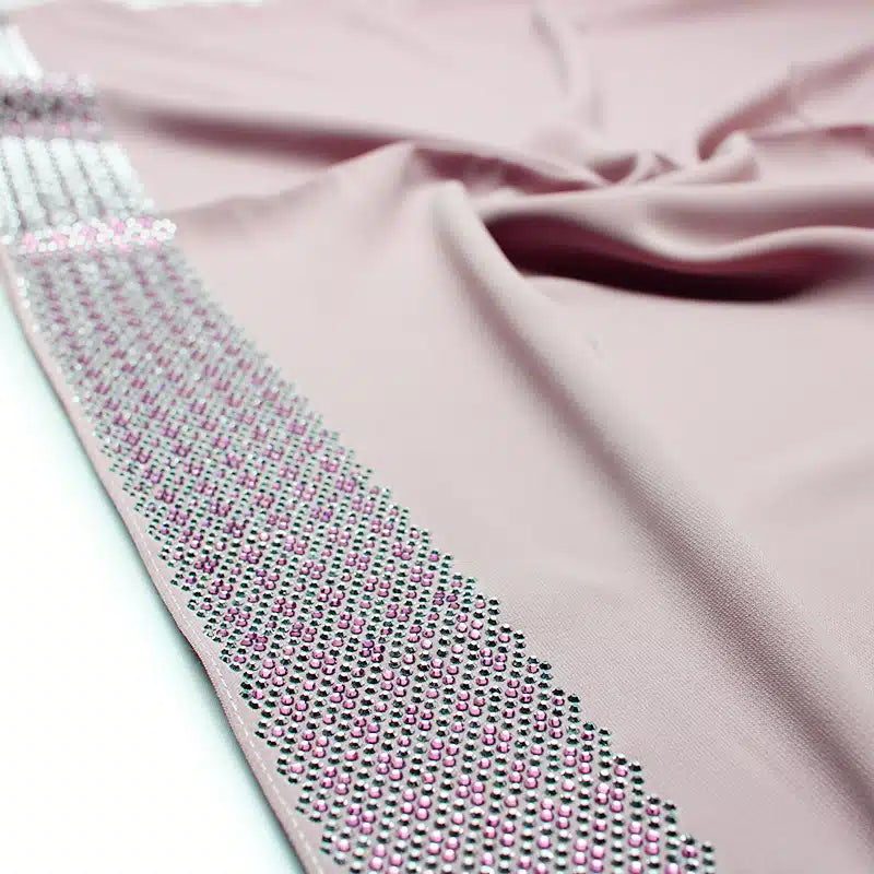 Detail Beaded Madinah Light Pink Chiffon Hijab