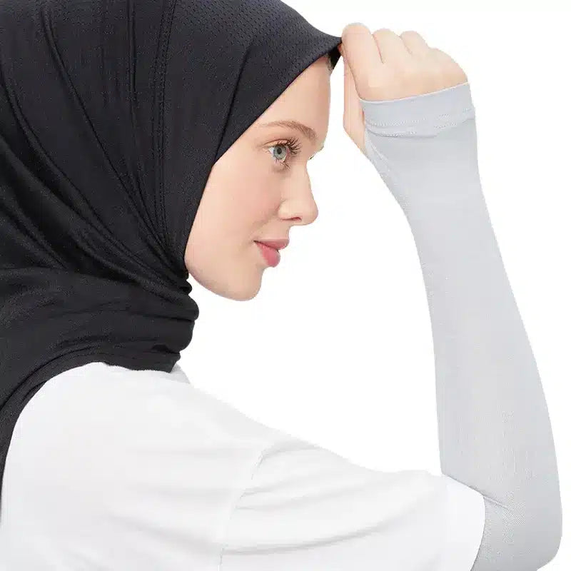 Women's Light Grey Sports Sleeves for Arms
